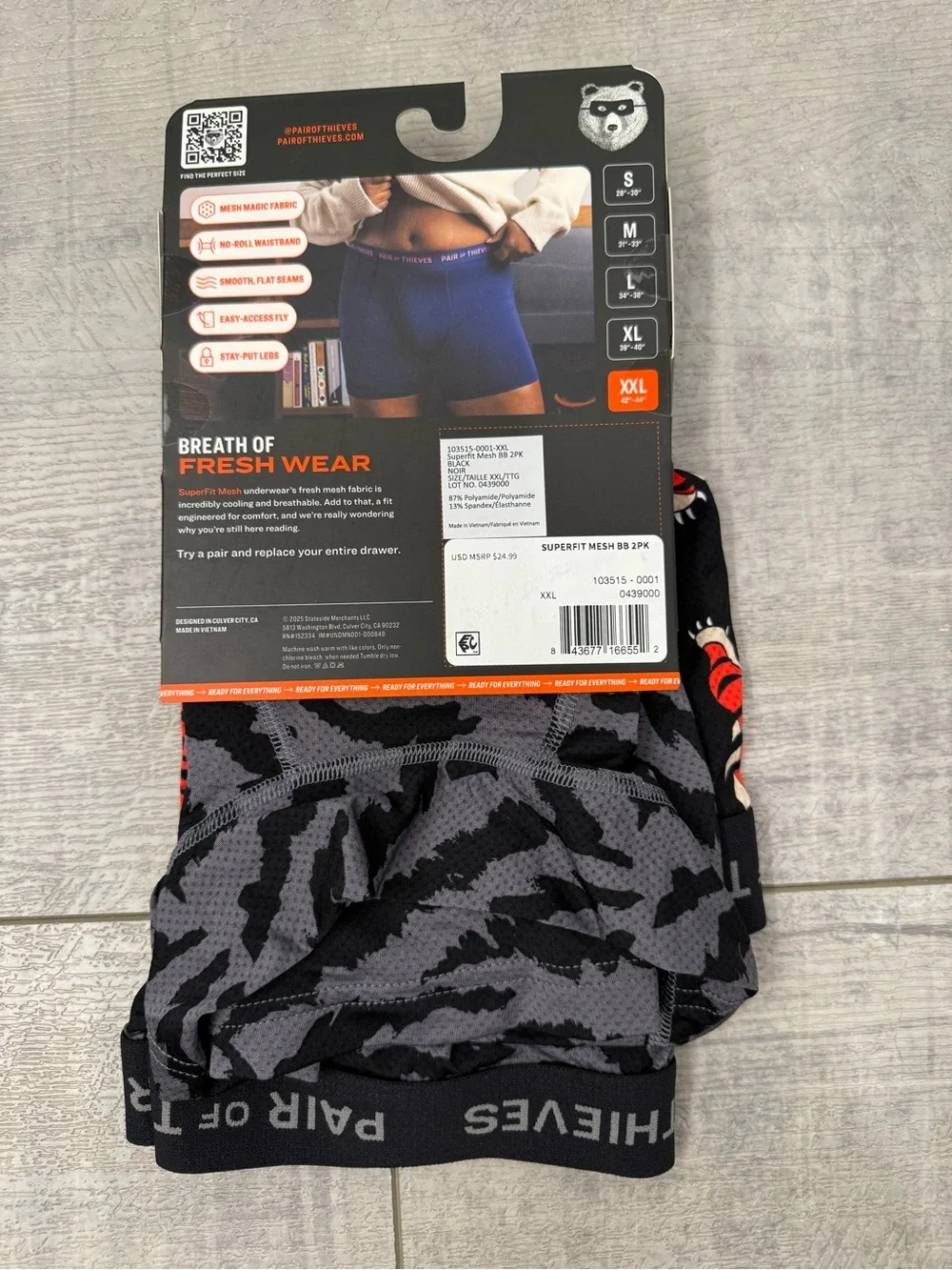 2 Pk NEW Men’s SZ 2XL Pair of Thieves Super Fit Boxer Briefs Tiger Prince & Blk